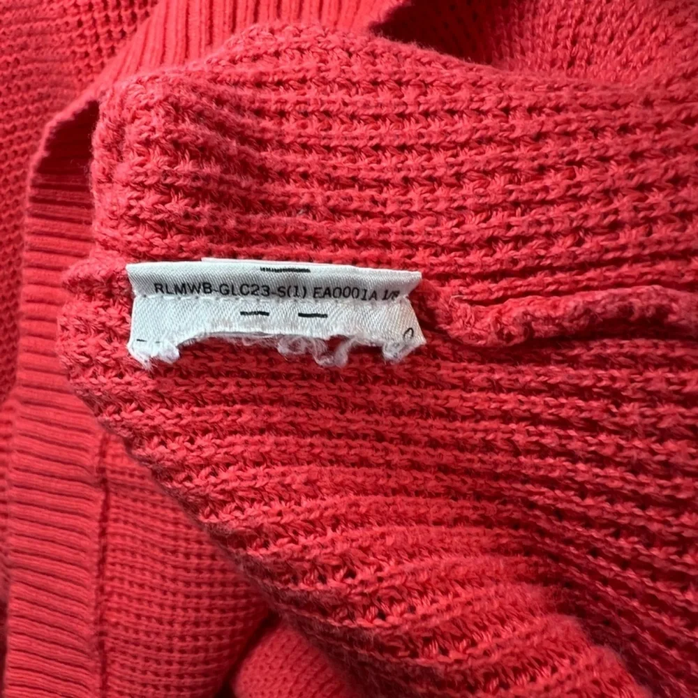 Lauren Ralph Lauren Hooded Waffle Knit Sweater Top Shirt Orange  Sz Small Petite